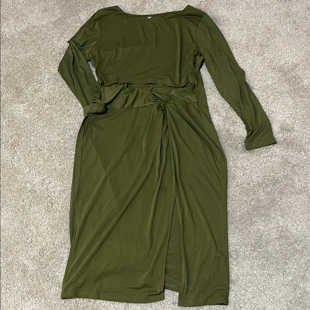 Elegant Olive Green Dress